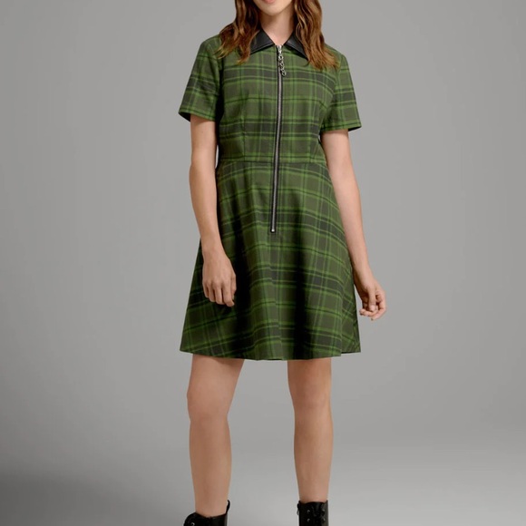 On A Power Zip Plaid Skater Dress - Picture 3 of 4
